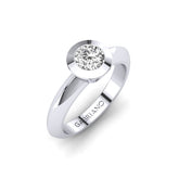 Gabriano Mantus tektaş yüzük; GIA-HRD sertifikalı yuvarlak pırlanta ve beyaz altın montürün üstten görünüşü